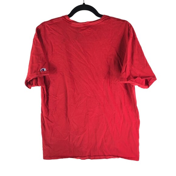 Champion Mens Red Crewneck Cotton Logo T-Shirt L - Picture 2 of 4